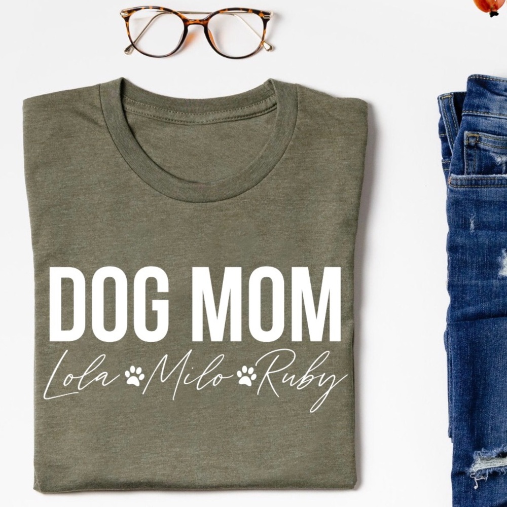 Dog Mom T Shirt Tee Olive Clay Pink Black Grey